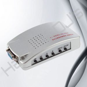 VGA convertor to VGA, Svideo and RCA - VGA to VGA Svideo RCA Silver Converter Hire with Halogen DJ Company